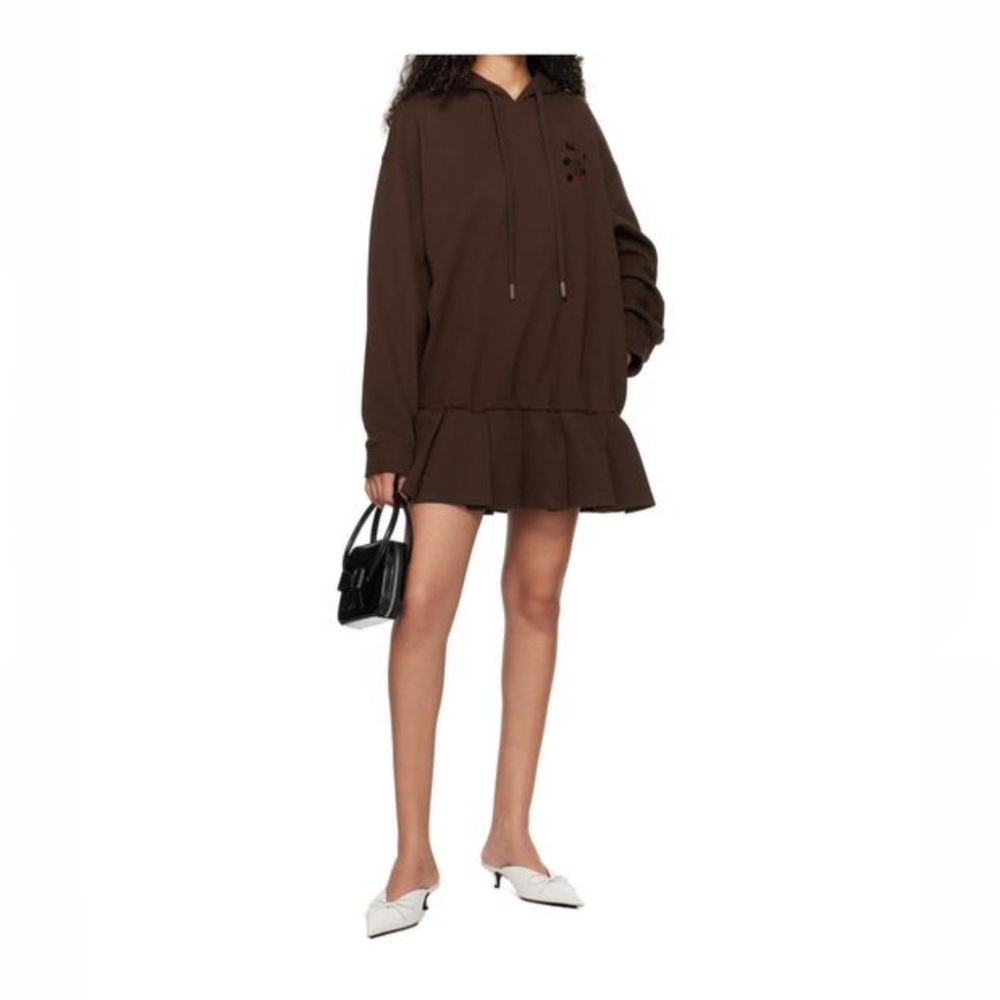 Shu Shu Tong Rose 3D Hoodie Mini Dress Brown Size 6 S NWOT
